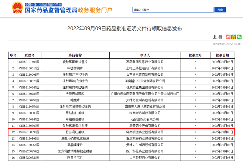 晶易醫藥完成研發：洞庭藥業舒必利注射液首家通過一致性評價